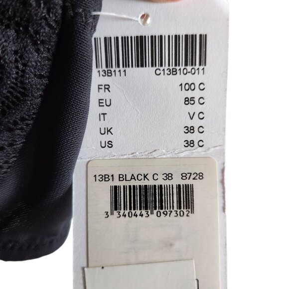 Chantelle Bra 38C Black Women's C Jolie Full Coverage Underwire Back Close NEW - Picture 5 of 11